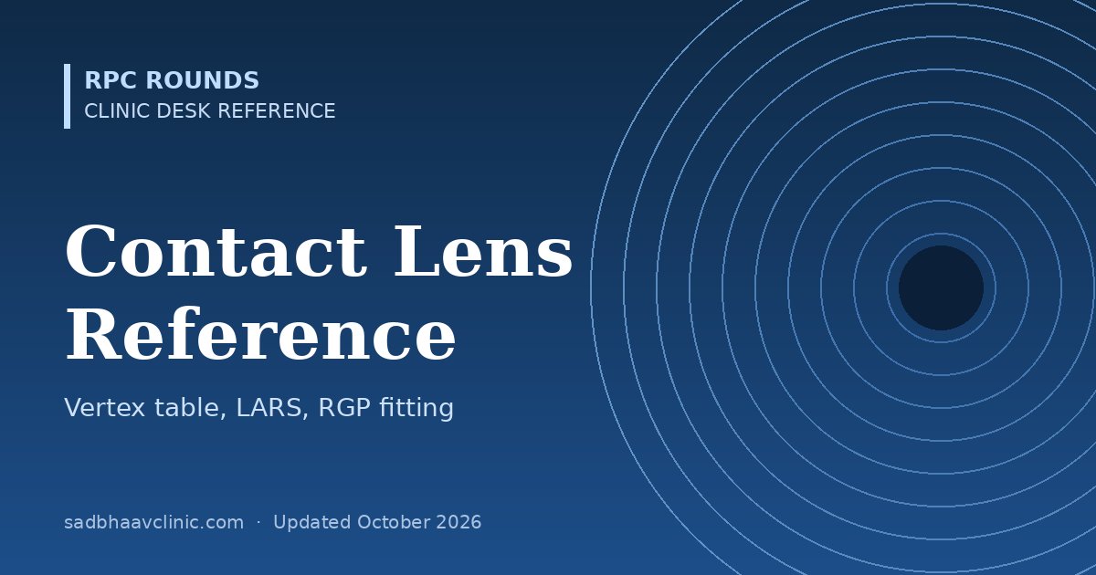 Contact Lens Quick Reference: Vertex Table, LARS, RGP and Keratoconus