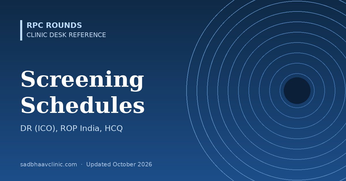 Screening Schedules: DR Follow-up, ROP in India and Hydroxychloroquine
