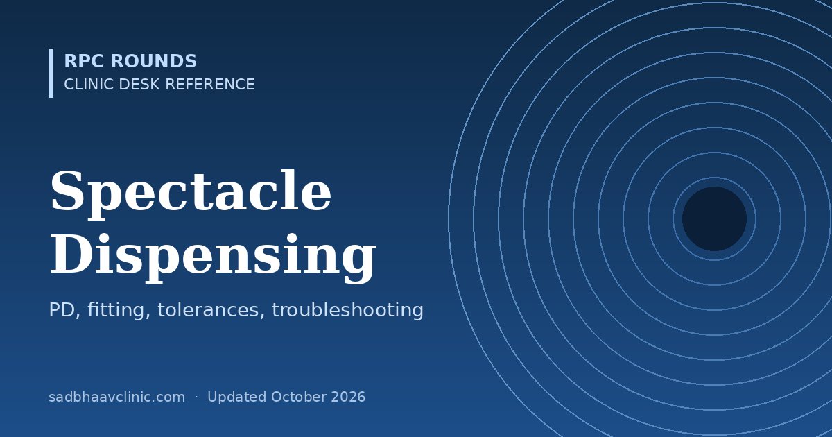 Spectacle Dispensing Reference: PD, Fitting Height, Tolerances